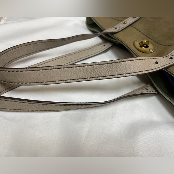 Fossil Tote Large Bag Purse Handbag Pebbled Two-Tone Brown Leather - Picture 16 of 17